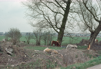 831384 Gezicht op de weilanden, vermoedelijk vanaf het Houtensepad te Utrecht tijdens de bouw van de wijk Lunetten.